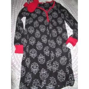 CHARTER CLUB INTIMATES Intimates Black Henley Button Placket Nightgown XS